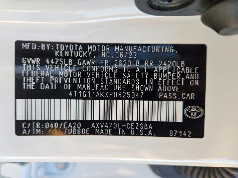 71811556 :رقم المزاد ، 4T1G11AKXPU825947 vin ، 2023 Toyota Camry مزاد بيع