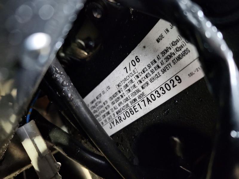 74542006 :رقم المزاد ، JYARJ06E17A033029 vin ، 2007 Yamaha Yzfr6 مزاد بيع
