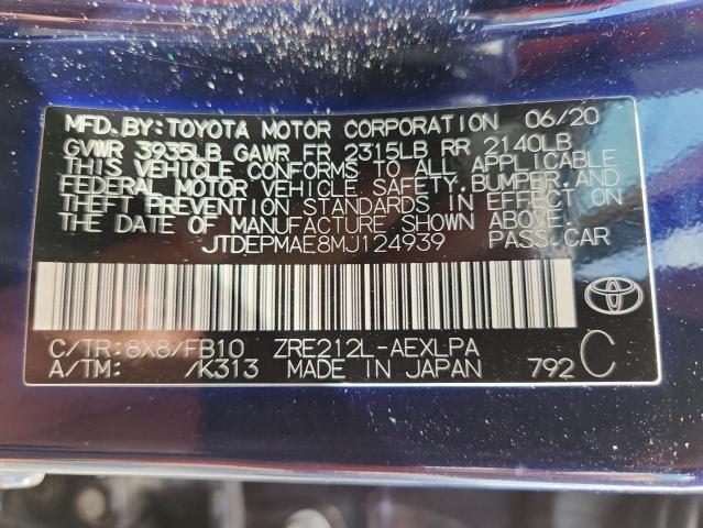 71736036 :رقم المزاد ، JTDEPMAE8MJ124939 vin ، 2021 Toyota Corolla مزاد بيع