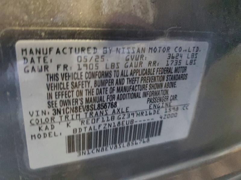 Продаж на аукціоні авто 2025 Nissan Versa, vin: 3N1CN8EV8SL856768, номер лоту: 71901106