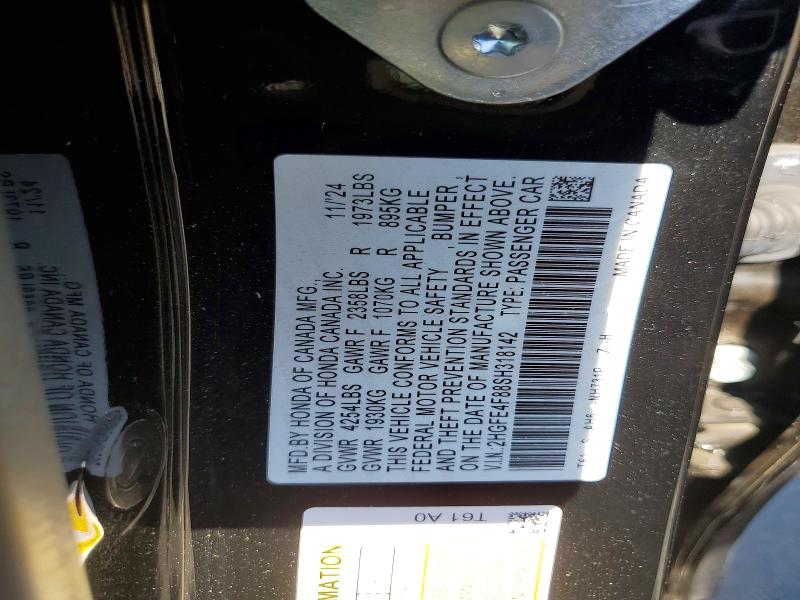 71402966 :رقم المزاد ، 2HGFE4F88SH318142 vin ، 2025 Honda Civic مزاد بيع
