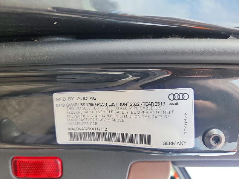 Продажа на аукционе авто 2019 Audi A4, vin: WAUDNAF46KA117112, номер лота: 71075966