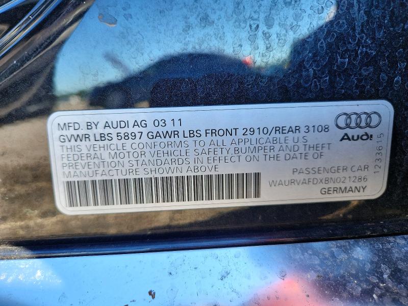 72721786 :رقم المزاد ، WAURVAFDXBN021286 vin ، 2011 Audi A8 مزاد بيع