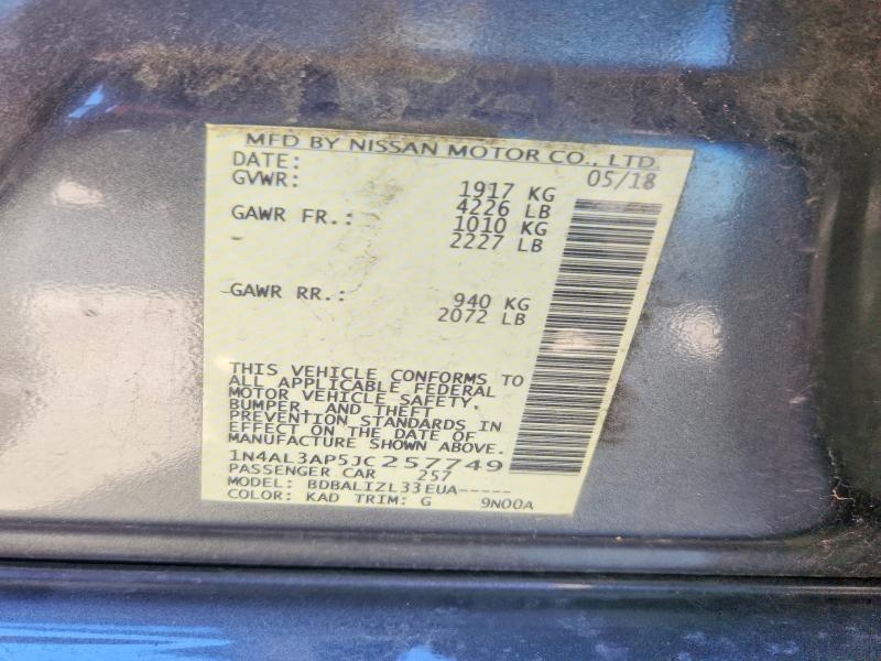 Aukcja sprzedaży 2018 Nissan Altima, vin: 1N4AL3AP5JC257749, numer aukcji: 72044586