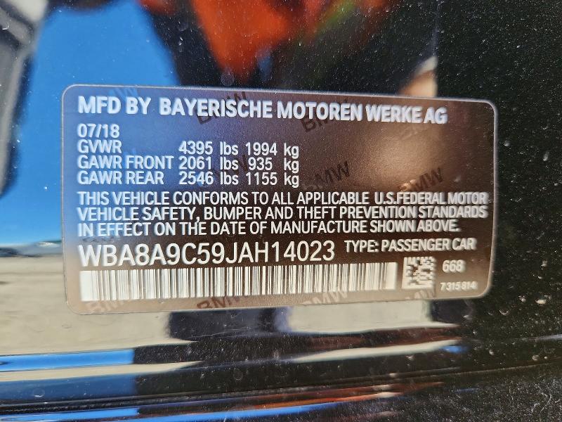 71074686 :رقم المزاد ، WBA8A9C59JAH14023 vin ، 2018 Bmw 320 مزاد بيع