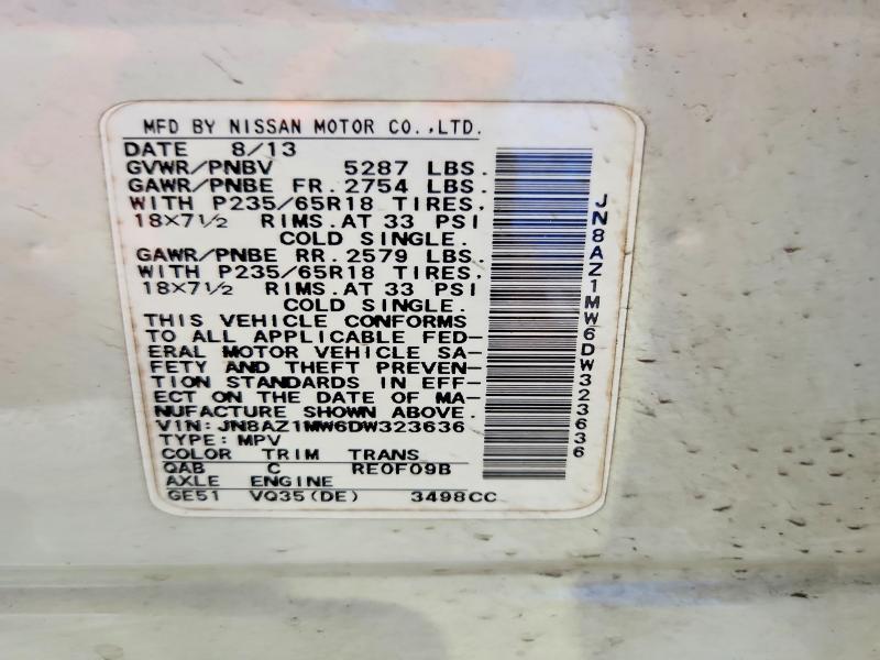 Продажа на аукционе авто 2013 Nissan Murano, vin: JN8AZ1MW6DW323636, номер лота: 71233916