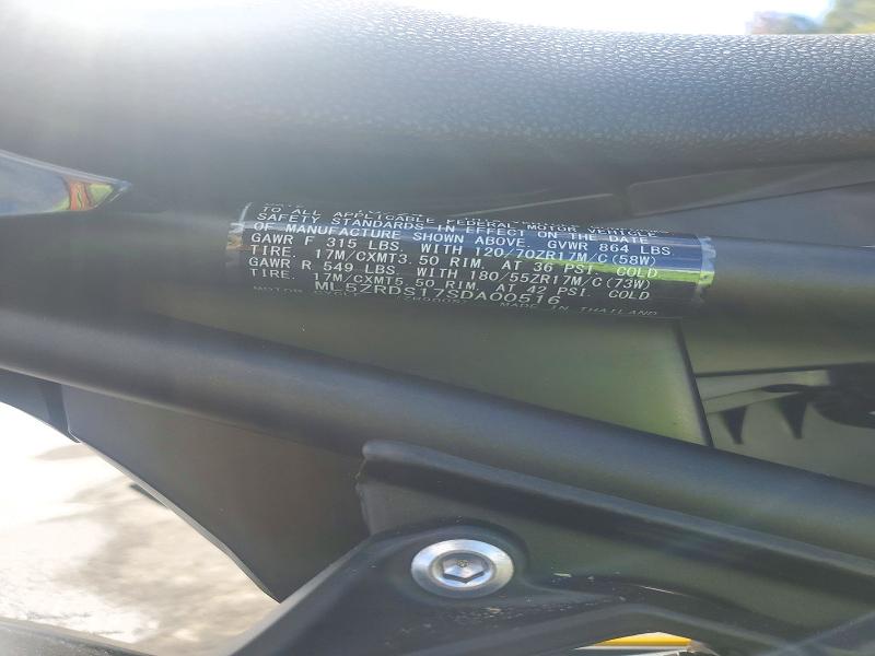72779796 :رقم المزاد ، ML5ZRDS17SDA00516 vin ، 2025 Kawasaki Zr900 مزاد بيع