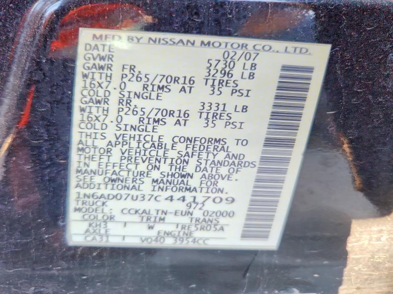 71781876 :رقم المزاد ، 1N6AD07U37C441709 vin ، 2007 Nissan Frontier مزاد بيع