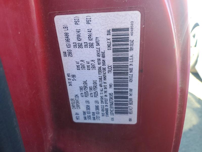 Продаж на аукціоні авто 1998 Dodge Ram 1500, vin: 1B7HC16YXWS730105, номер лоту: 70949446