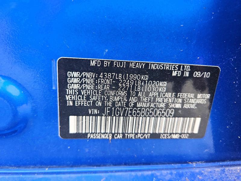 Продажа на аукционе авто 2011 Subaru Impreza, vin: JF1GV7E65BG506509, номер лота: 71387126