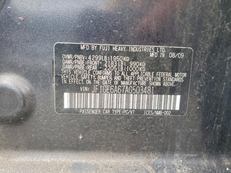 70231536 :رقم المزاد ، JF1GE6A67AG503481 vin ، 2010 Subaru Impreza مزاد بيع