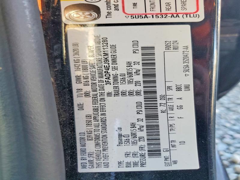 Продаж на аукціоні авто 2019 Ford Fiesta, vin: 3FADP4EJ9KM113280, номер лоту: 71633306