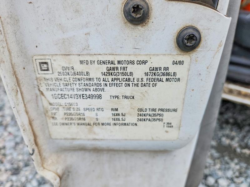 71727936 :رقم المزاد ، 1GCEC14V3YE349998 vin ، 2000 Chevrolet Silverado مزاد بيع