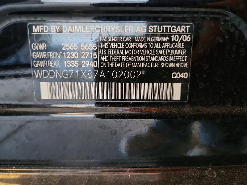 Aukcja sprzedaży 2007 Mercedes-benz S, vin: WDDNG71X87A102002, numer aukcji: 69464386