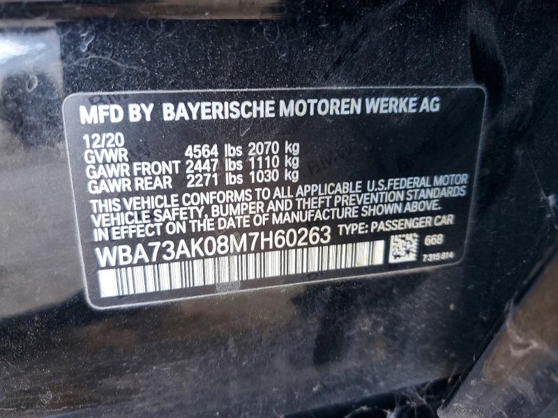 Auction sale of the 2021 Bmw 228xi, vin: WBA73AK08M7H60263, lot number: 73527276