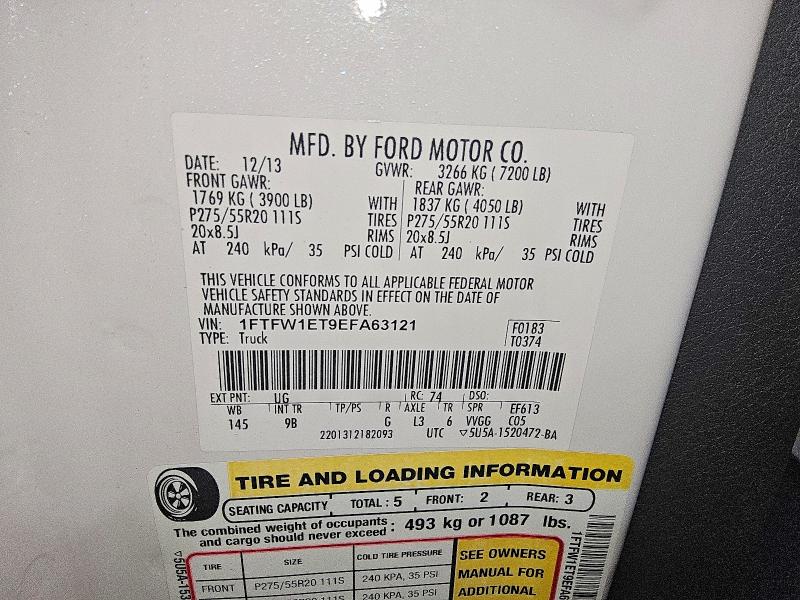 Продаж на аукціоні авто 2014 Ford F150, vin: 1FTFW1ET9EFA63121, номер лоту: 70946516