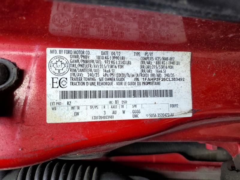 Продаж на аукціоні авто 2012 Ford Focus, vin: 1FAHP3F26CL383492, номер лоту: 72206786