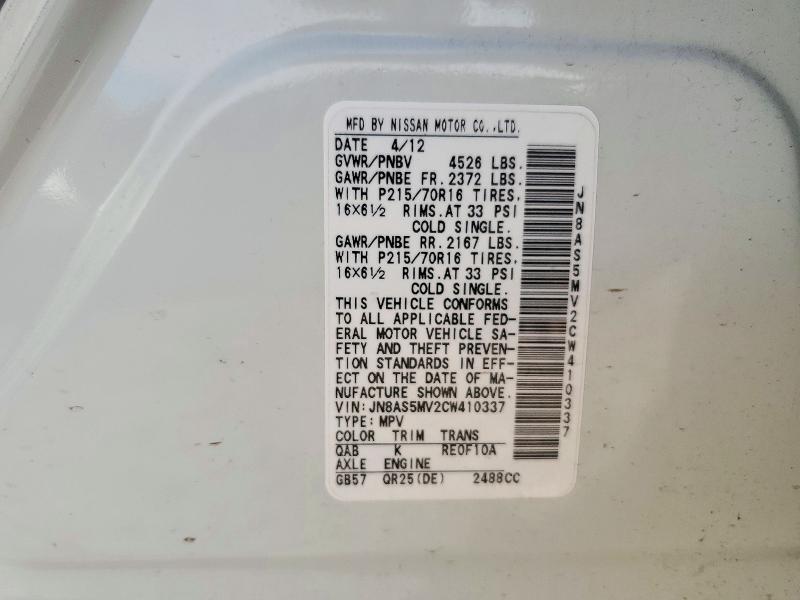 Продажа на аукционе авто 2012 Nissan Rogue, vin: JN8AS5MV2CW410337, номер лота: 71801606