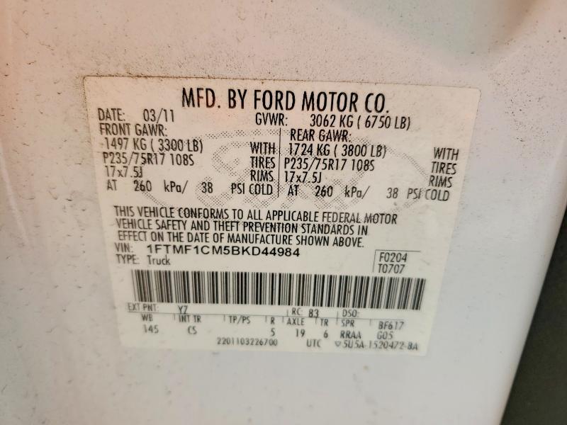 70129966 :رقم المزاد ، 1FTMF1CM5BKD44984 vin ، 2011 Ford F150 مزاد بيع