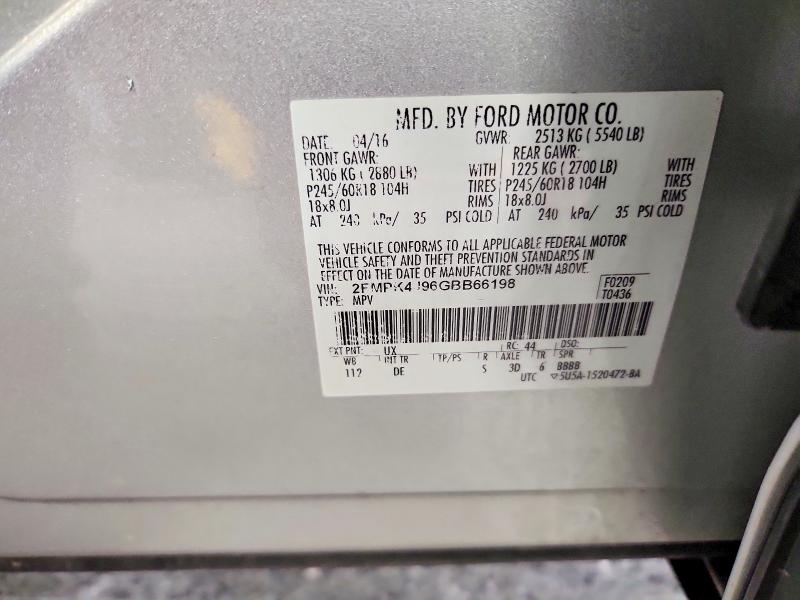 2016 Ford Edge მანქანა იყიდება აუქციონზე, vin: 2FMPK4J96GBB66198, აუქციონის ნომერი: 71479096