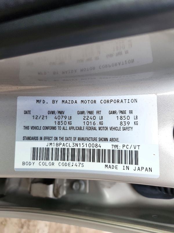 Продажа на аукционе авто 2022 Mazda 3, vin: JM1BPACL3N1510084, номер лота: 71625886