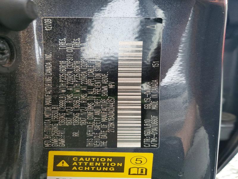 2010 Lexus Rx მანქანა იყიდება აუქციონზე, vin: 2T2BK1BA0AC044257, აუქციონის ნომერი: 70453796