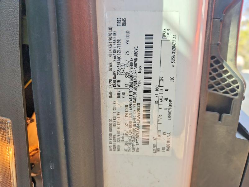 2020 Ford Transit მანქანა იყიდება აუქციონზე, vin: 1FTBR3X84LKA80620, აუქციონის ნომერი: 70222836