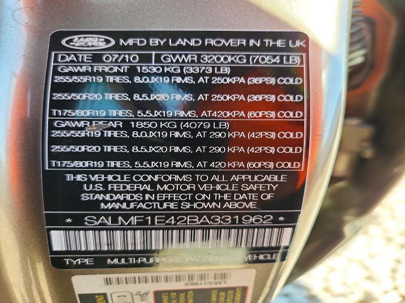 Aukcja sprzedaży 2011 Land Rover Range Rover, vin: SALMF1E42BA331962, numer aukcji: 72349446