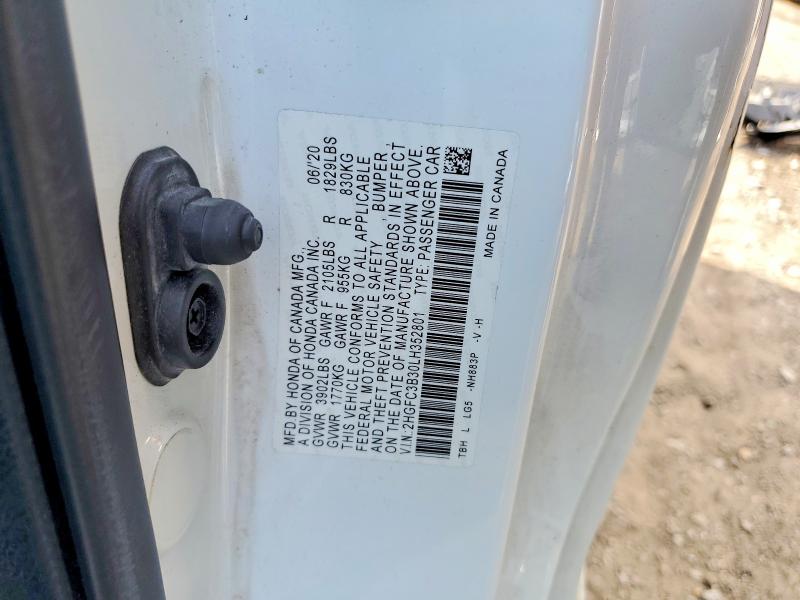 2020 Honda Civic მანქანა იყიდება აუქციონზე, vin: 2HGFC3B30LH352801, აუქციონის ნომერი: 71085446