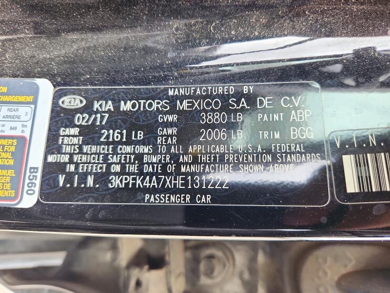 Продажа на аукционе авто 2017 Kia Forte, vin: 3KPFK4A7XHE131222, номер лота: 72539076
