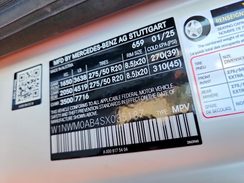 Aukcja sprzedaży 2025 Mercedes-benz G, vin: W1NWM0AB4SX035187, numer aukcji: 71800486