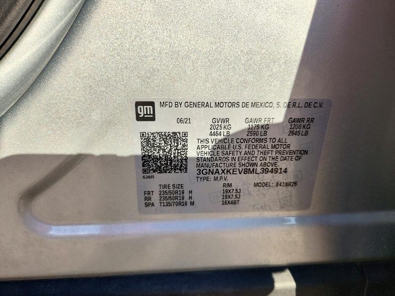 72950406 :رقم المزاد ، 3GNAXKEV8ML394914 vin ، 2021 Chevrolet Equinox مزاد بيع