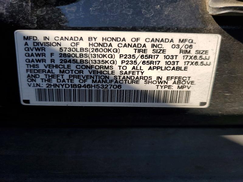 Auction sale of the 2006 Acura Mdx, vin: 2HNYD18946H532706, lot number: 71231436