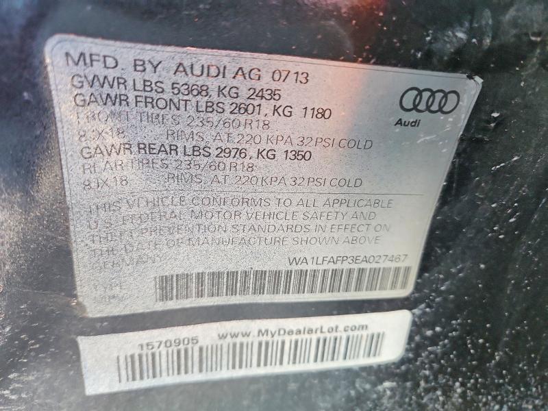 Aukcja sprzedaży 2014 Audi Q5, vin: WA1LFAFP3EA027467, numer aukcji: 70721886