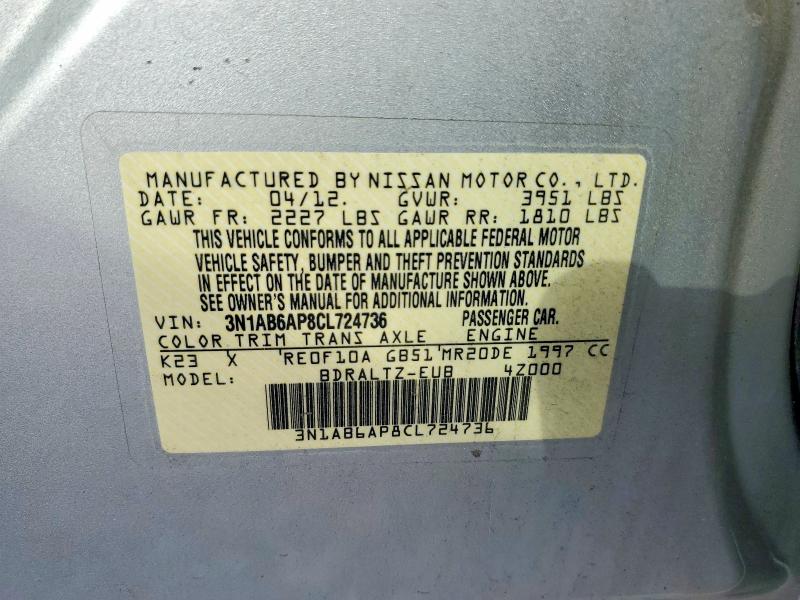 Продажа на аукционе авто 2012 Nissan Sentra, vin: 3N1AB6AP8CL724736, номер лота: 70947706