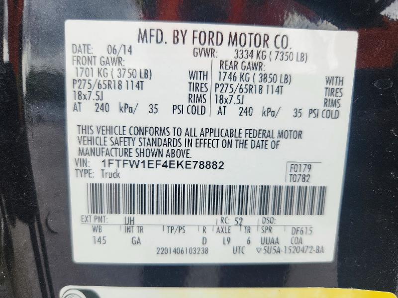 Продажа на аукционе авто 2014 Ford F150, vin: 1FTFW1EF4EKE78882, номер лота: 72904326