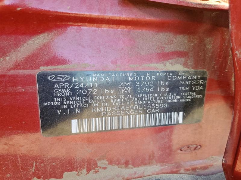 Продажа на аукционе авто 2011 Hyundai Elantra, vin: KMHDH4AE5BU165593, номер лота: 71216756