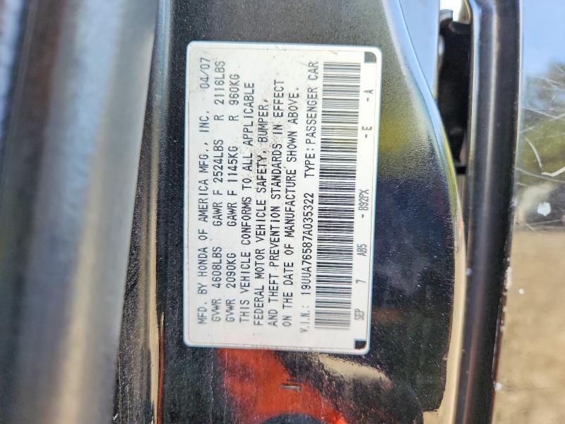70179476 :رقم المزاد ، 19UUA76587A035322 vin ، 2007 Acura Tl مزاد بيع