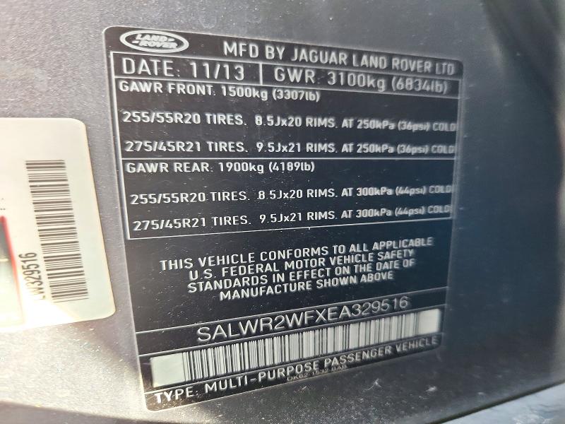 Aukcja sprzedaży 2014 Land Rover Range Rover Sport, vin: SALWR2WFXEA329516, numer aukcji: 72814976