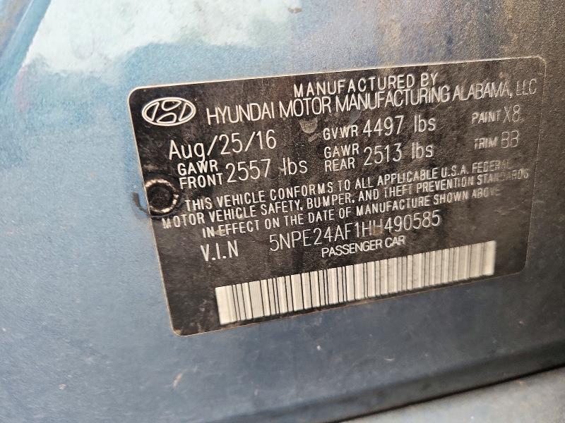 2017 Hyundai Sonata მანქანა იყიდება აუქციონზე, vin: 5NPE24AF1HH490585, აუქციონის ნომერი: 72050076