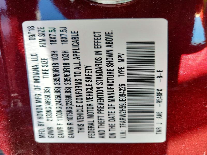 71843396 :رقم المزاد ، 7FARW2H59JE094226 vin ، 2018 Honda Cr-v مزاد بيع
