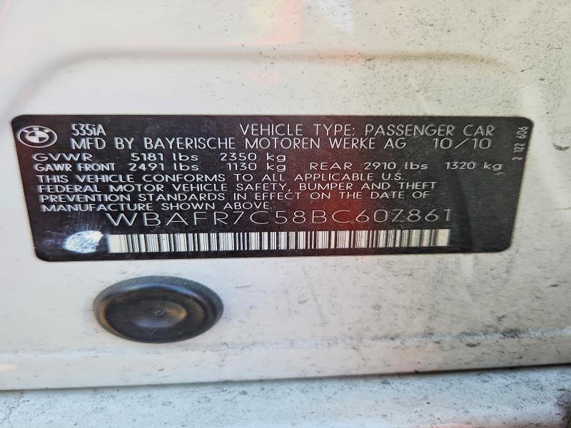 Продажа на аукционе авто 2011 Bmw 535, vin: WBAFR7C58BC607861, номер лота: 59410396