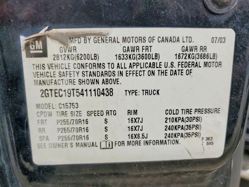 71456946 :رقم المزاد ، 2GTEC19T541110438 vin ، 2004 Gmc New Sierra مزاد بيع