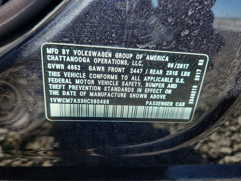 Aukcja sprzedaży 2017 Volkswagen Passat, vin: 1VWCM7A33HC080498, numer aukcji: 70741226