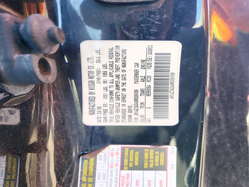 2006 Nissan 350z მანქანა იყიდება აუქციონზე, vin: JN1AZ34D46M309189, აუქციონის ნომერი: 72557836