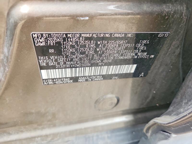 Продажа на аукционе авто 2013 Toyota Rav4, vin: 2T3ZFREV4DW014094, номер лота: 71293476
