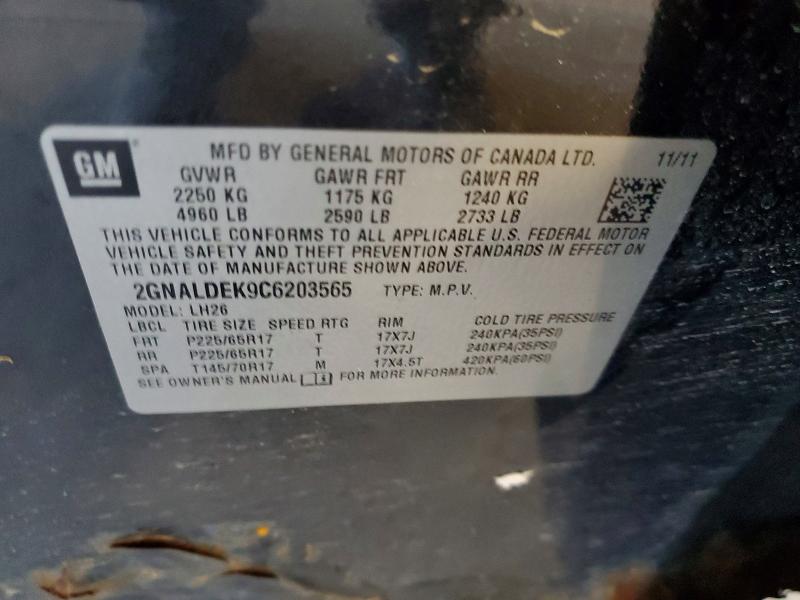 71773626 :رقم المزاد ، 2GNALDEK9C6203565 vin ، 2012 Chevrolet Equinox مزاد بيع