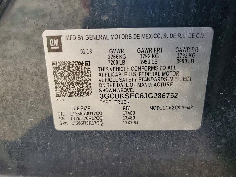 Продажа на аукционе авто 2018 Chevrolet Silverado, vin: 3GCUKSEC6JG286752, номер лота: 71252576