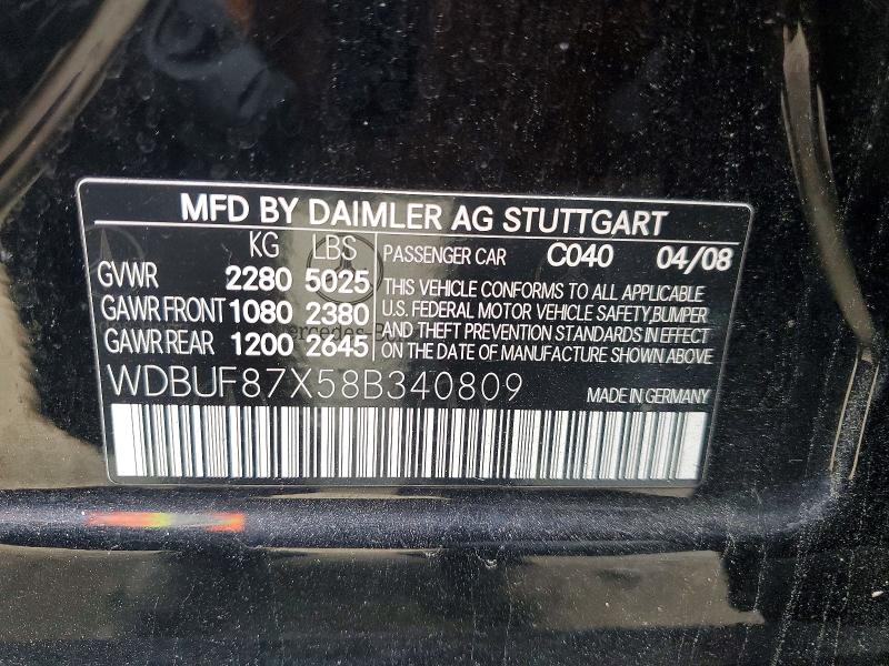 Aukcja sprzedaży 2008 Mercedes-benz E, vin: WDBUF87X58B340809, numer aukcji: 71422746