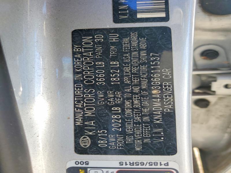 2016 Kia Rio მანქანა იყიდება აუქციონზე, vin: KNADM4A33G6611537, აუქციონის ნომერი: 70130406